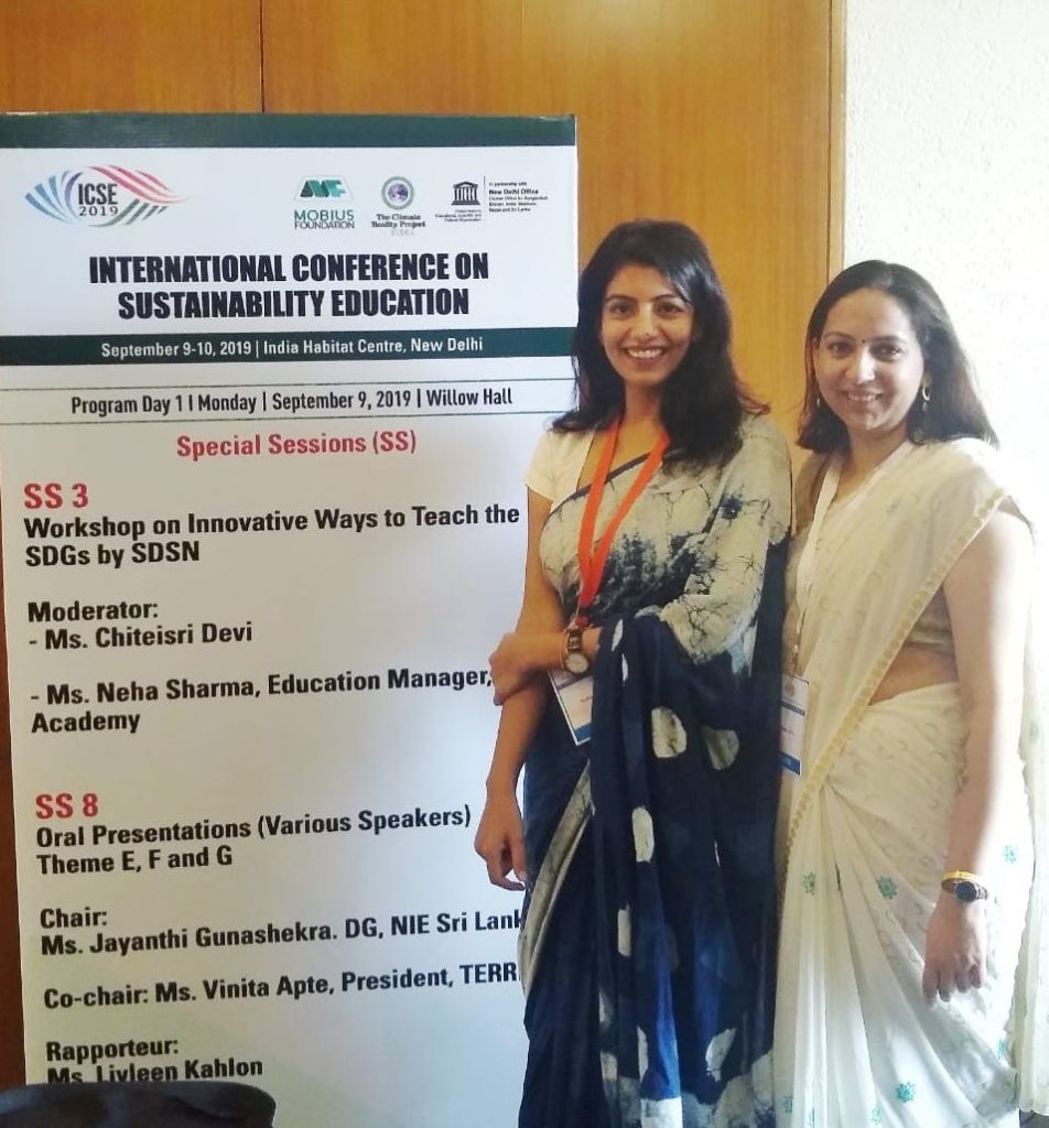 Picture of Neha Sharma (right) and Chiteisri Devi (left) outside their session room.